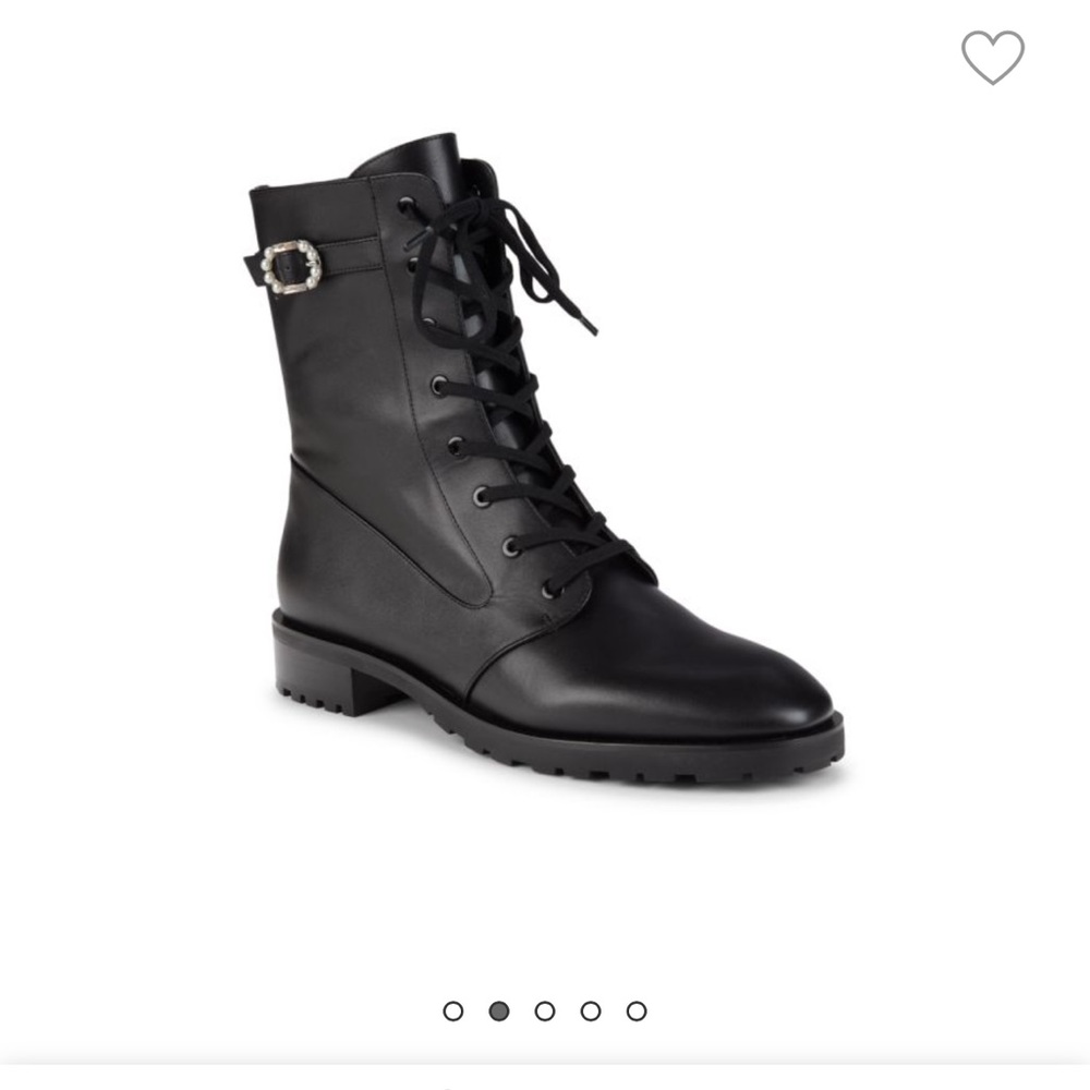 Stuart Weitzman Dazzle Leather Ankle Combat Boots